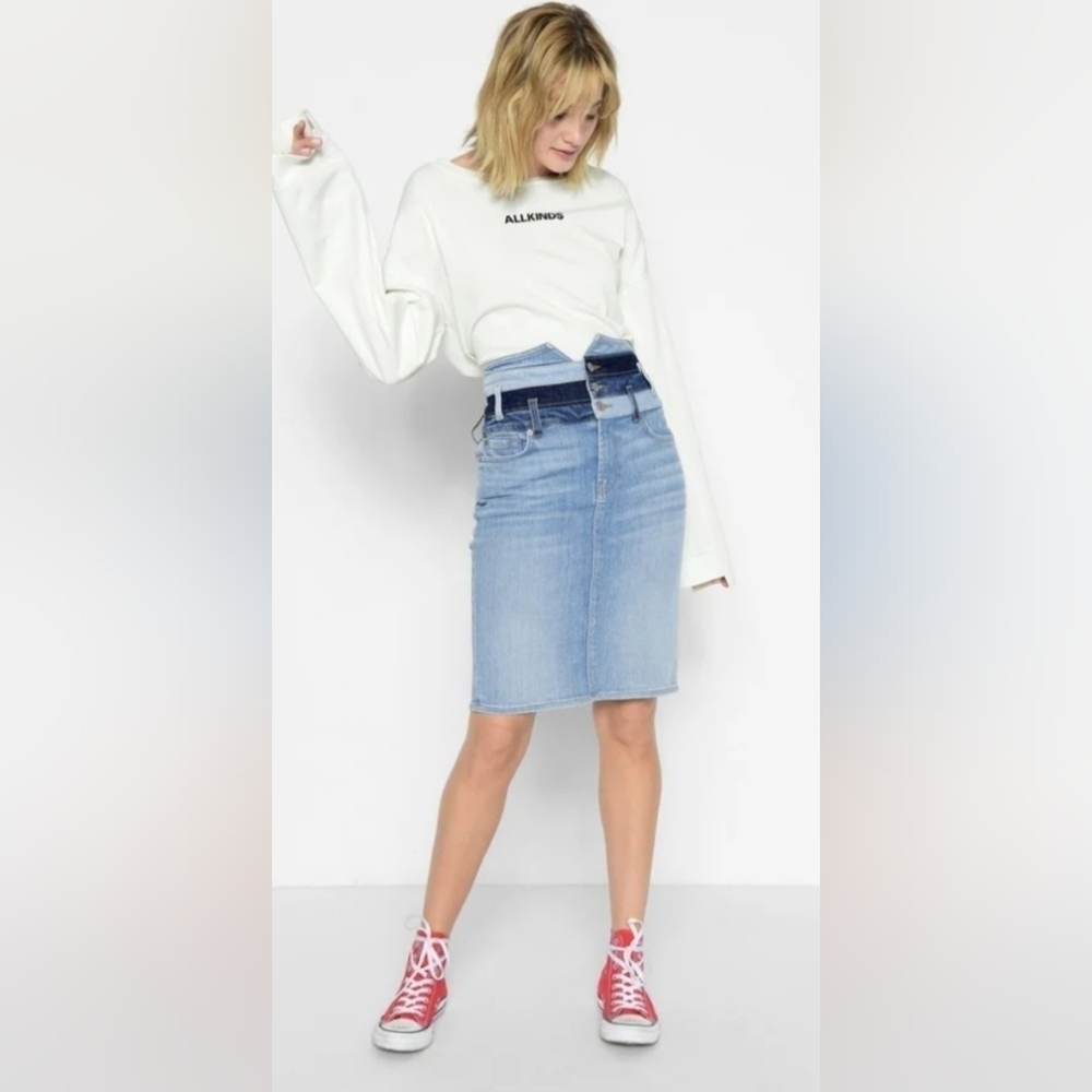 Final price $15 7 For All Mankind Light Blue Denim Pencil Skirt